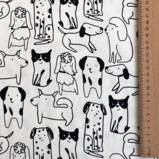 Pamutvászon FLANNEL Dogs off white