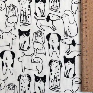 Pamutvászon FLANNEL Dogs off white