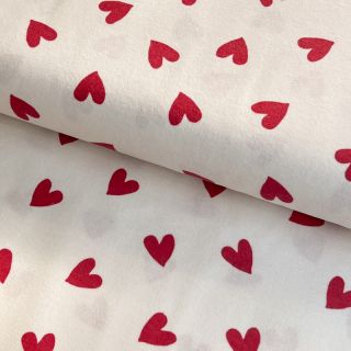 Pamutvászon FLANNEL Hearts off white