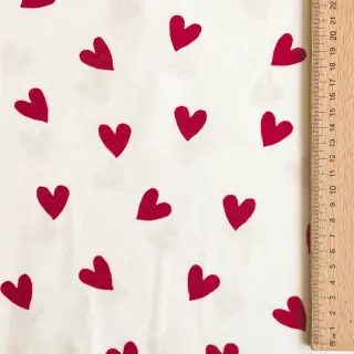 Pamutvászon FLANNEL Hearts off white
