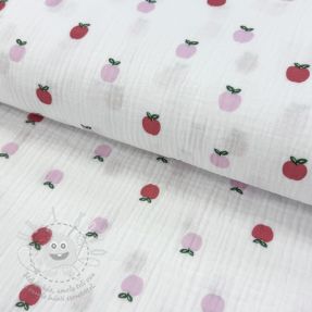 Dupla géz/muszlin Fruits apple white