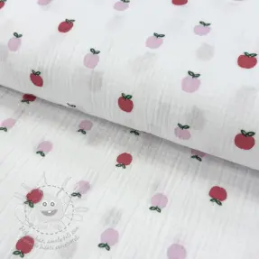 Dupla géz/muszlin Fruits apple white