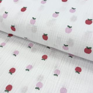 Dupla géz/muszlin Fruits apple white