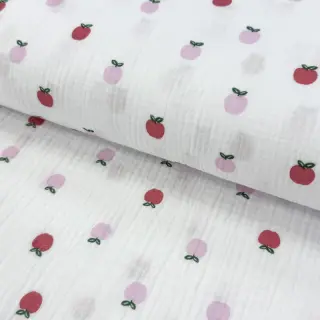 Dupla géz/muszlin Fruits apple white