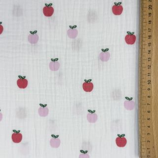 Dupla géz/muszlin Fruits apple white