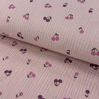 Dupla géz/muszlin Fruits cherry soft rose