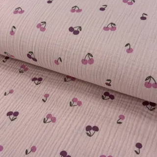 Dupla géz/muszlin Fruits cherry soft rose