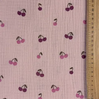 Dupla géz/muszlin Fruits cherry soft rose