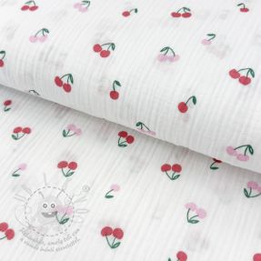 Dupla géz/muszlin Fruits cherry white