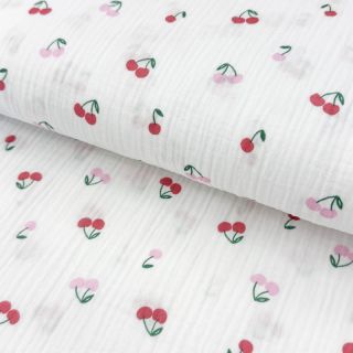 Dupla géz/muszlin Fruits cherry white