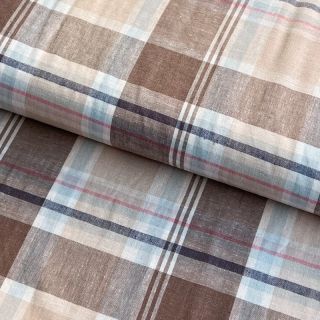 Viszkóz lenvászonnal YARN DYED Checks taupe