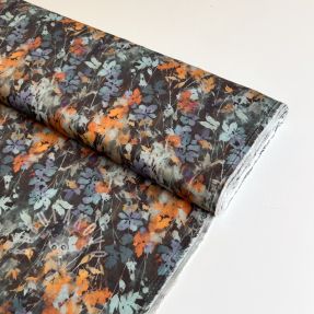 Viszkóz SATIN Flowie Kin black digital print