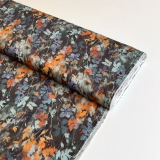 Viszkóz SATIN Flowie Kin black digital print