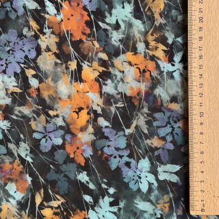 Viszkóz SATIN Flowie Kin black digital print