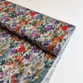 Viszkóz SATIN Flowie Kin off white digital print