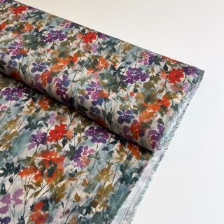 Viszkóz SATIN Flowie Kin off white digital print