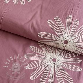 Pamutvászon EMBROIDERY Flowie mauve