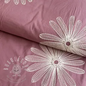 Pamutvászon EMBROIDERY Flowie mauve