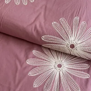 Pamutvászon EMBROIDERY Flowie mauve