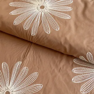 Pamutvászon EMBROIDERY Flowie cinnamon