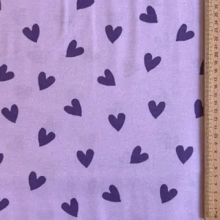 Pamutvászon FLANNEL Hearts lavender