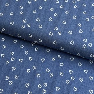 Pamutvászon JEANS Hearts