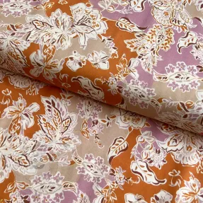 Viszkóz SATIN Flowie Noe orange digital print