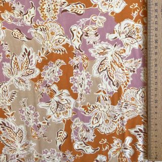 Viszkóz SATIN Flowie Noe orange digital print