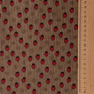Kordbársony STRETCH Little strawberries taupe