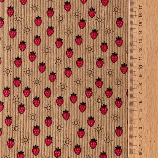 Kordbársony STRETCH Little strawberries sand