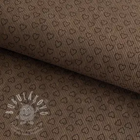 Kordbársony STRETCH Little love taupe