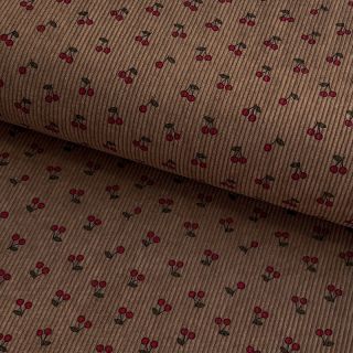 Kordbársony STRETCH Little cherry taupe