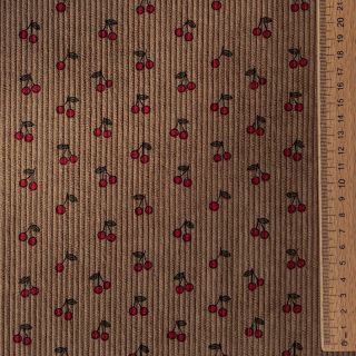 Kordbársony STRETCH Little cherry taupe