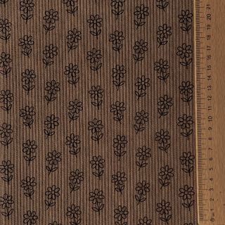 Kordbársony STRETCH Little flower taupe