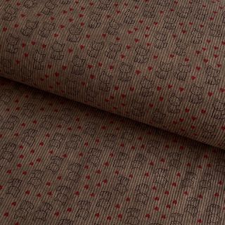 Kordbársony STRETCH Little foxes taupe