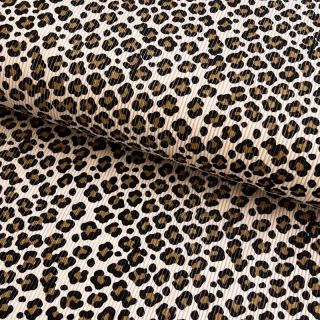 Kordbársony STRETCH Little Leopard light sand
