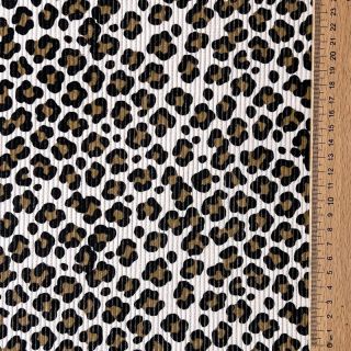 Kordbársony STRETCH Little Leopard light sand