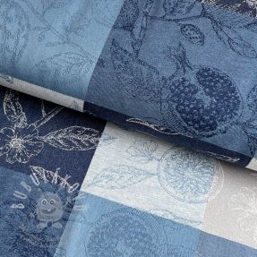 Dekorációs anyag FRENCH TABLE CLOTH JACQUARD Cabosse allover indigo