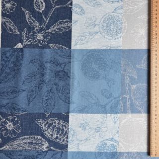 Dekorációs anyag FRENCH TABLE CLOTH JACQUARD Cabosse allover indigo