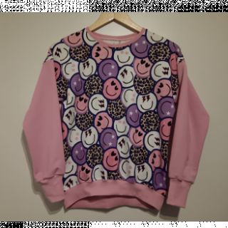 Szabadidő anyag Happy faces purple digital print