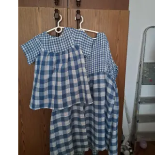 Dupla géz/muszlin Double sided CHECKS MINI indigo