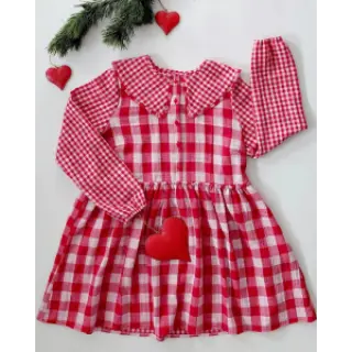 Dupla géz/muszlin Double sided CHECKS MINI red