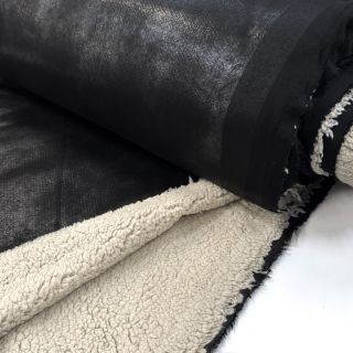 Kabát anyag Vintage Glammy Teddy Lammy black