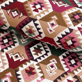 Dekorációs anyag jacquard Kilim fuchsia vert