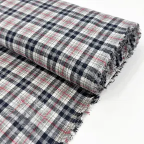 Scottish Check YARN DYED BRUSHED navy ecru red