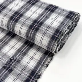 Scottish Check YARN DYED BRUSHED white navy