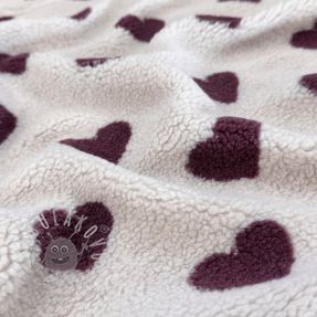 Kabát anyag TEDDY JACQUARD Hearts rouge