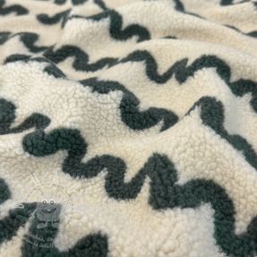 Kabát anyag TEDDY JACQUARD Waves army green