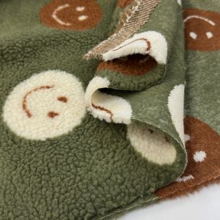 Kabát anyag TEDDY JACQUARD Happy faces green