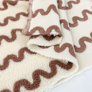 Kabát anyag TEDDY JACQUARD Waves camel